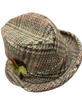Vintage Stetson wool tweed fedora, classic multi-colored houndstooth weave Sz 7